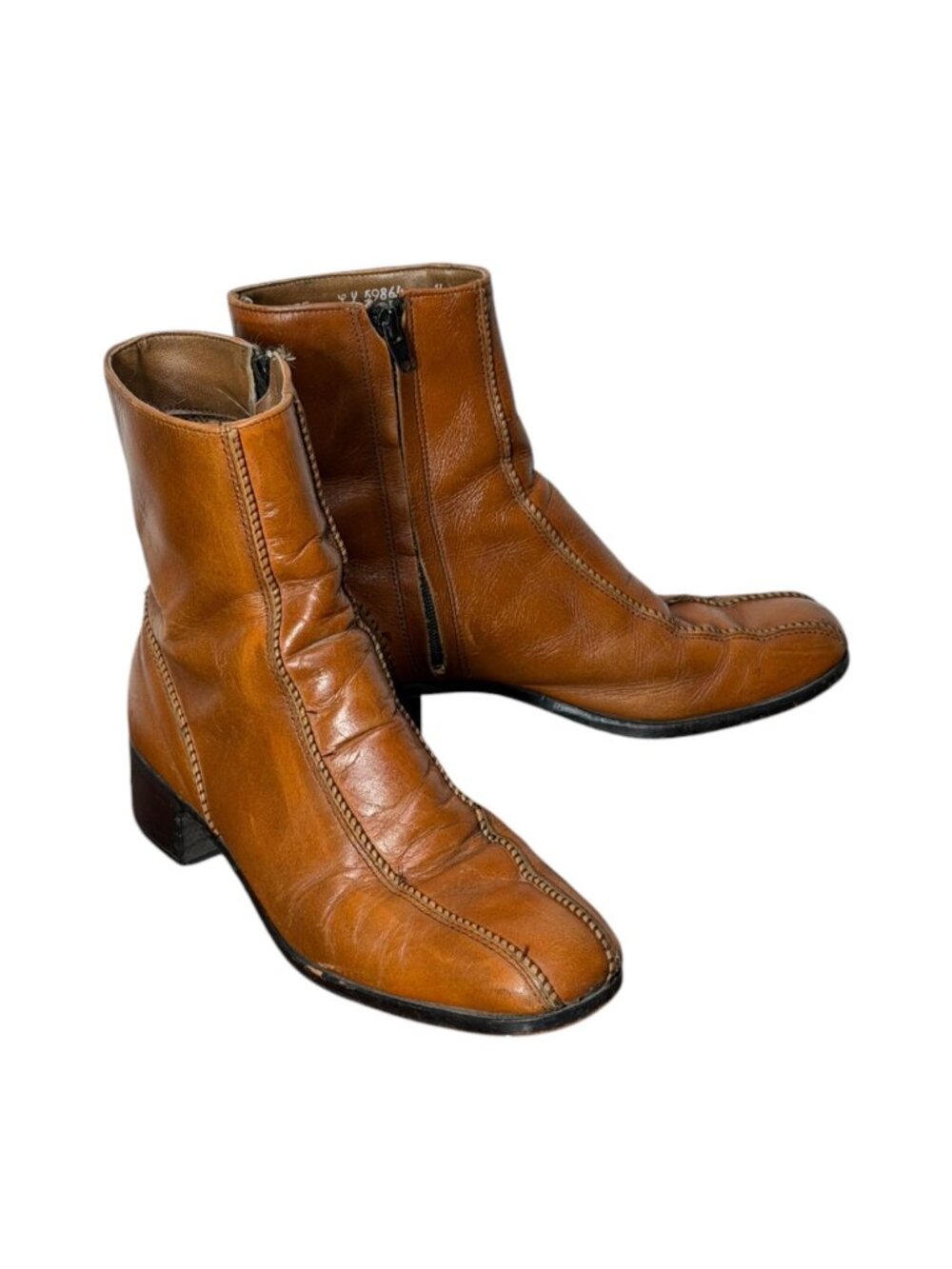 Vintage 1970s mens leather side-zip ankle boots by Kinney Shoes Size 7.5